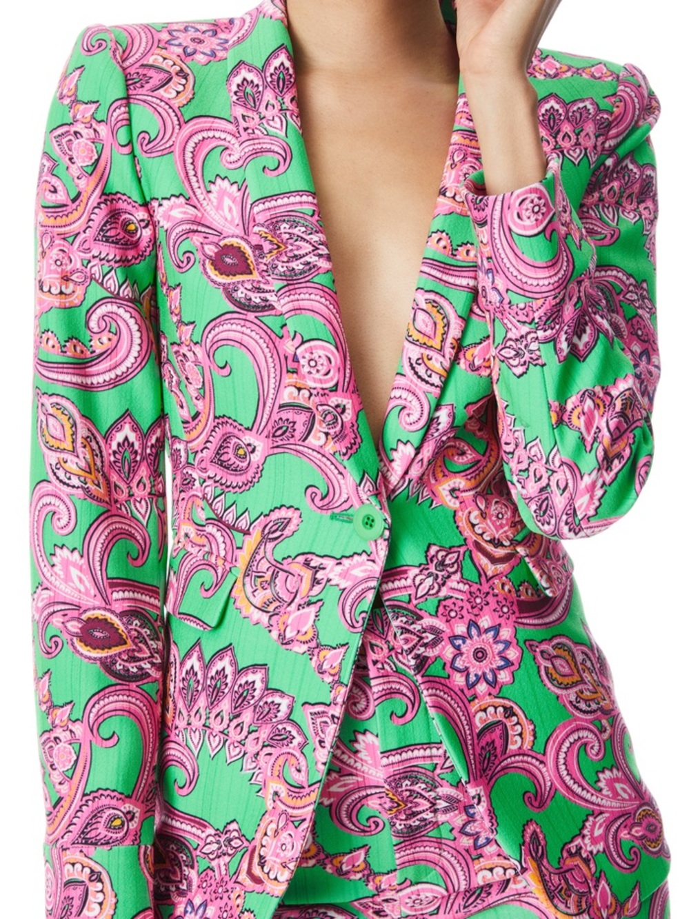 Alice + Olivia MACEY CUFFED SHAWL COLLAR BLAZER - Picture 5 of 11